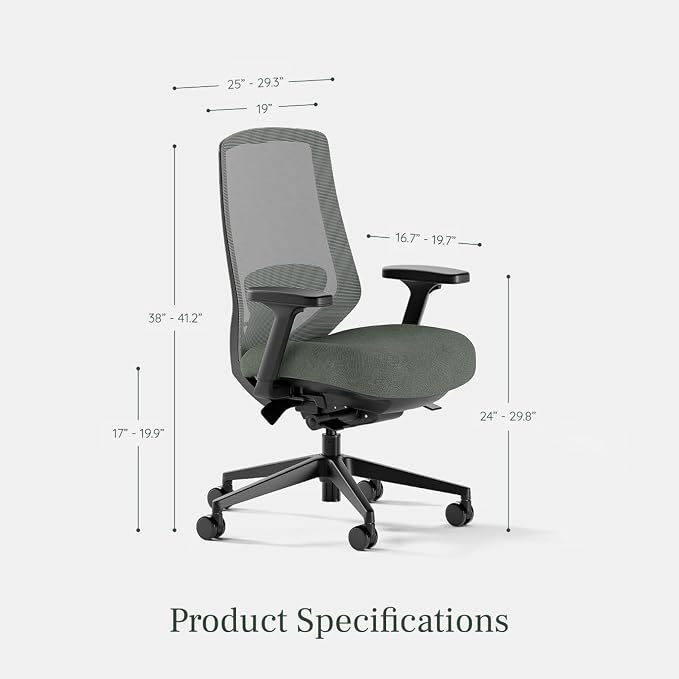 Branch Ergonomic Chair Pro, Mesh Office Chair with 14 Points of Adjustment | Height, Depth and Tilt Adjustable, 5D Armrests, Forward Tilt, Smooth Recline, and Lumbar Support, Everglade - Image 3