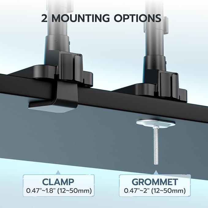 ARES WING Dual Monitor Mount for 17-49 Inch Screen, Black | Ultrawide Heavy Duty Computer Monitor Arm Desk Mount for Curved Screen, Gas Spring Adjustable Vesa Stand - Image 6