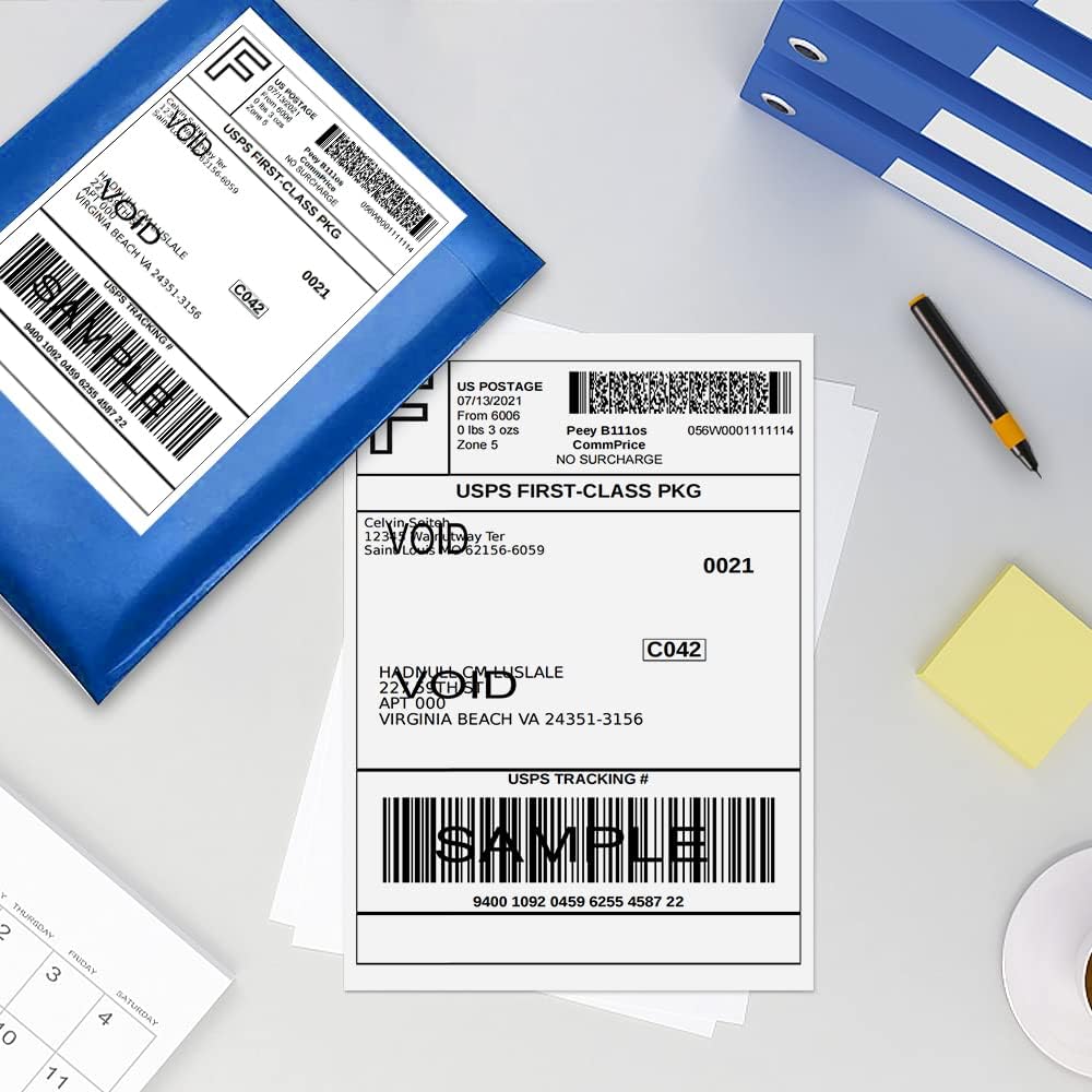 4x6 Thermal Labels, White Mailing Fanfold Postage Direct Thermal Printer Shipping Label (100 4x6 Fanfold Labels), Compatible with Rollo, MUNBYN, iDPRT, Polono, Zebra Thermal Label Printer - Image 5