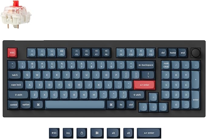 Keychron V5 Max Custom Wireless Mechanical Gaming Keyboard with Number Pad, 96% Layout QMK/VIA 2.4 GHz/Bluetooth 5.1/Wired, RGB Backlit Hot-Swappable Gateron Red Switch for Mac Windows Linux by Keychron