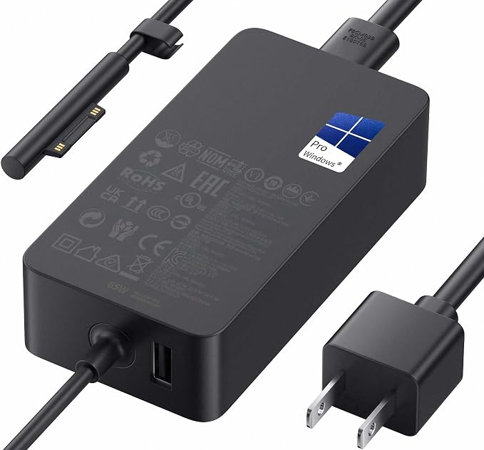 Microsoft Surface Pro Charger for 65W Windows Surface Charger 11,10,9,8,7+,7,6,5,4,3,X.Surface Laptop 6,5,4,3,2,1, Surface Go 3,2,1, Tablet, Surface Book 3,2,1, Support 44W, 36W,LED. 10FT by Unknown