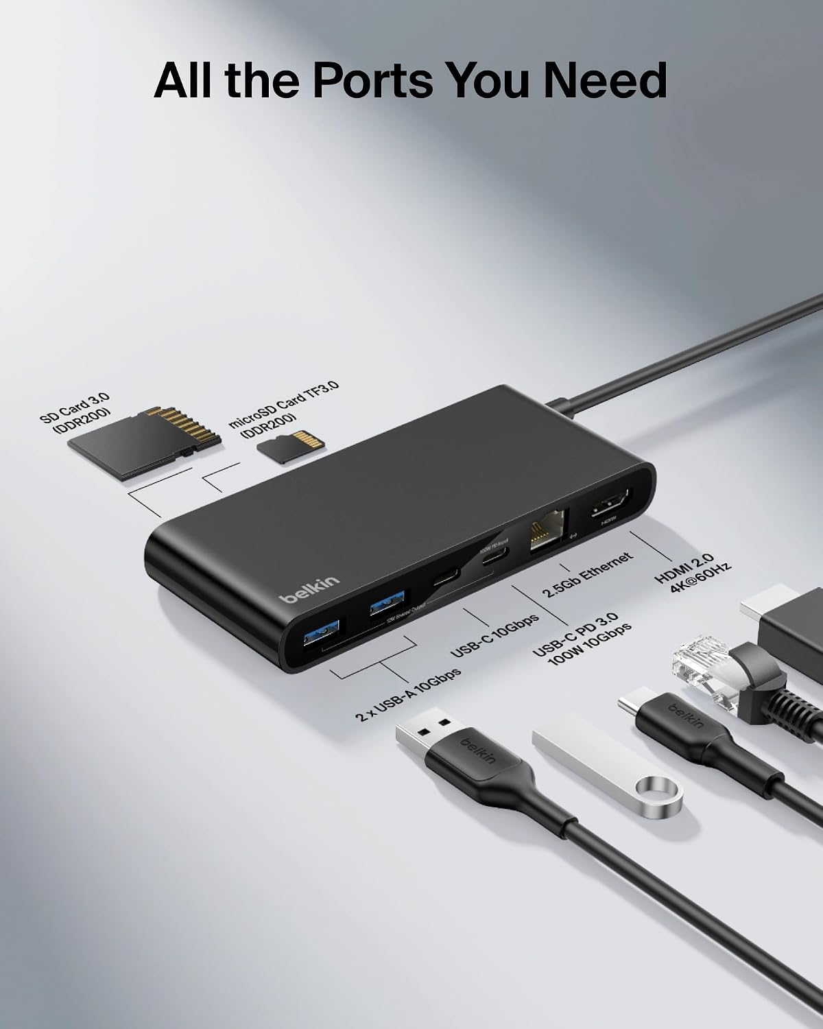 Belkin USB-C Hub 8-Port 4K HDMI 100W PD for Neo MacBook, Windows & More - Image 3