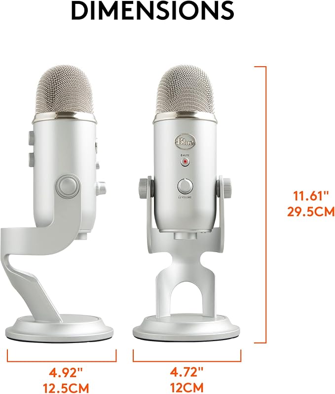 Logitech Creators Blue Yeti USB Microphone for PC, Mac, Gaming, Recording, Streaming, Podcasting, Studio and Computer Condenser Mic with Blue VO!CE Effects, 4 Pickup Patterns, Plug and Play - Silver | Mac, Gaming, Recording, Streaming, Podcasting, Stud... - Image 13