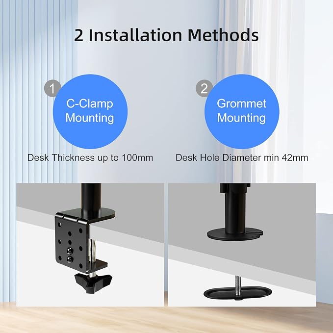 Suptek Single Monitor Arm Desk Mount Fully Adjustable Monitor Stand for 1 / One Screen up to 32 inch Extra Tall 31.5 inch Pole,Black (MD6821) - Image 6