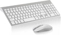 cimetech Wireless Keyboard and Mouse Combo - Silver White | Compact quite scissor-switch keyboard with optical mouse, includes USB-A Nano Receiver, for Computer,Mac,Laptop,PC,Windows by cimetech