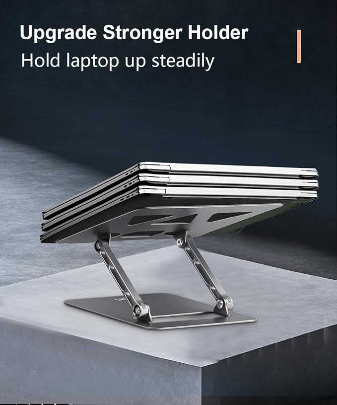 Aoviho Adjustable Laptop Stand for Desk,Portable Laptop Stand Holder and Riser,Foldable Aluminum Notebook Computer Stands for MacBook Air Pro HP Lenovo Dell Samsung Chromebook, 10-15.6 inch, Grey - Image 5