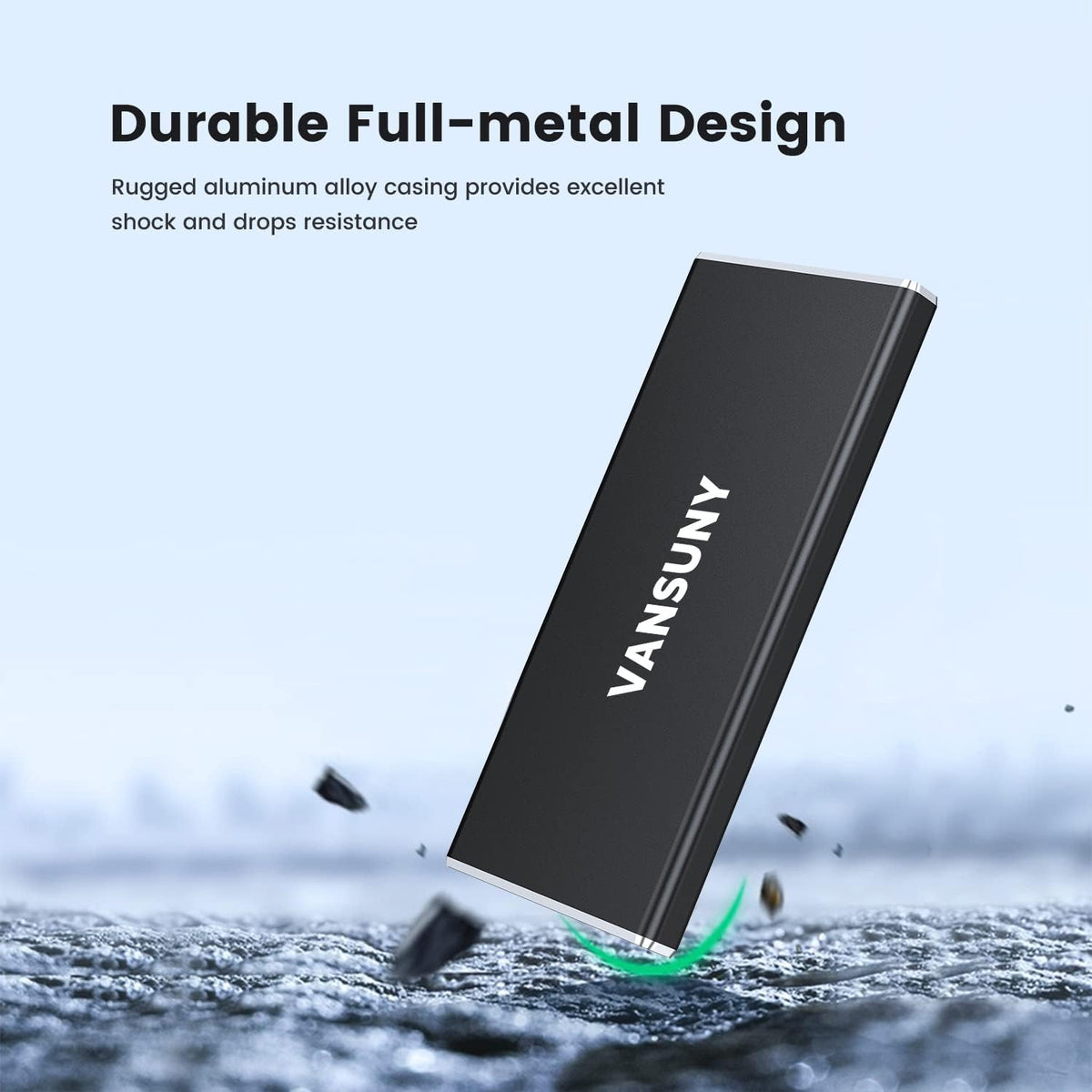 Vansuny 1TB Portable External SSD, USB 3.1 Gen2 500MB/s High-Speed Data Transfer, Metal USB C Mini Portable External Solid State Drive for PC, Laptop, Phones and More - Image 4