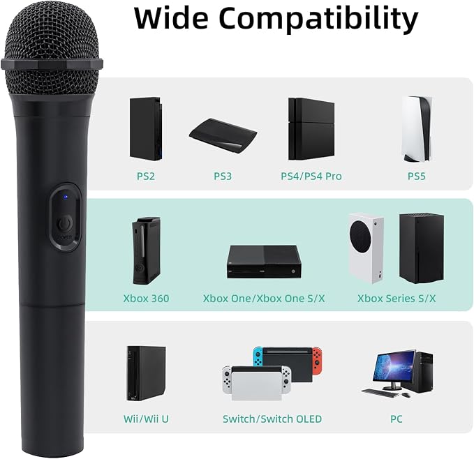Mcbazel 2 Pack Wireless USB Gaming Microphone Compatible with Xbox Series X/S, PS5, Switch OLED, NS Switch/Switch2, PC, PS4, PS3, PS2, Xbox One X/S, Xbox One, Xbox 360, Wii - Image 3