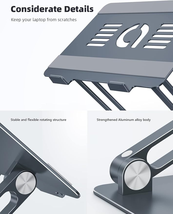 Lamicall Adjustable Laptop Stand for Desk for MacBook Air Pro HP 10-17.3'' | Aluminum Computer Notebook Holder, Portable Laptop Riser, Foldable Ergonomic Office Desk Accessories for Dell XPS - Image 7