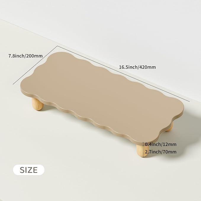 AFOOYO Monitor Stand Riser,Cookie-Shaped Sturdy Wood Computer Monitor Stand, Monitor Stand Riser, Multi-Purpose Desktop Organizer Riser for Computer,Laptop,Printer,TV,khaki - Image 6