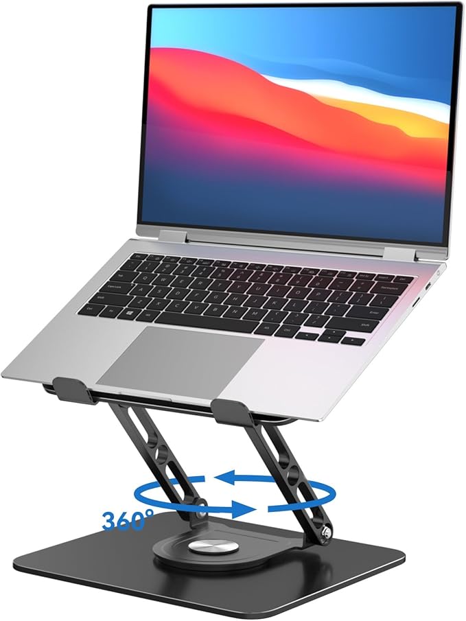 Laptop Stand for Desk Adjustable Computer Stand with 360 Rotating Base Ergonomic Laptop Riser Mount for Desk Foldable Protable Computer Desk Fits with MacBook Pro Air, by Unknown