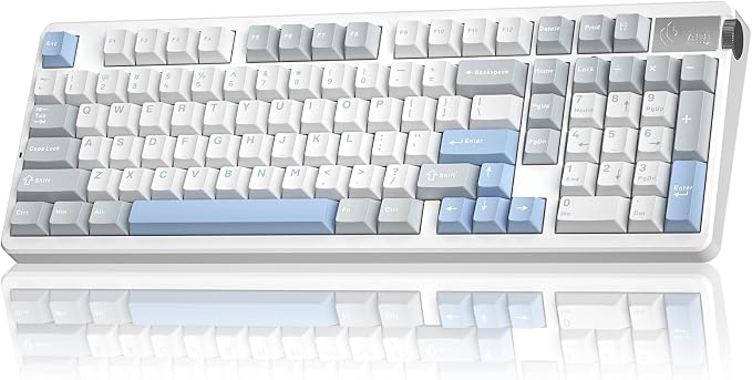 CORBOBO LEOBOG A98-96% Mechanical Keyboard Wireless, Tri-Mode BT5.0/2.4GHz/USB-C, Creamy Keyboard with Number Pad, Gasket Structure Hot Swappable, Custom Gaming Keyboard RGB Backlit with Knob for PC by CORBOBO
