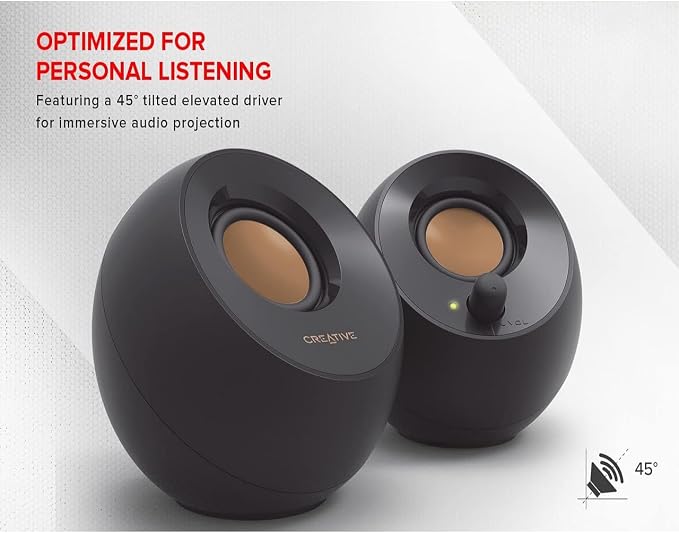 Creative Pebble 2.0, USB Desktop Stereo Speakers for PC/Laptop, Black | USB-Powered, 2.0 Speaker, Compact, Stereo, PC Speakers, Laptop Speakers, Minimal Design, Desktop Audio, Black - Image 2
