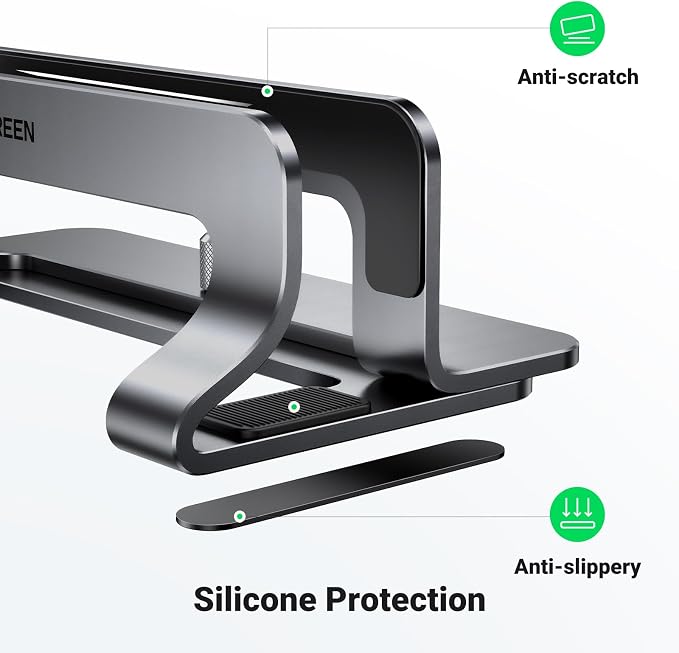UGREEN Vertical Laptop Stand Holder for Desk Compatible with MacBook Pro, MacBook Air Stand Vertical Aluminum Adjustable for Up to 17.3 Inch Gaming Laptop, Gray - Image 4