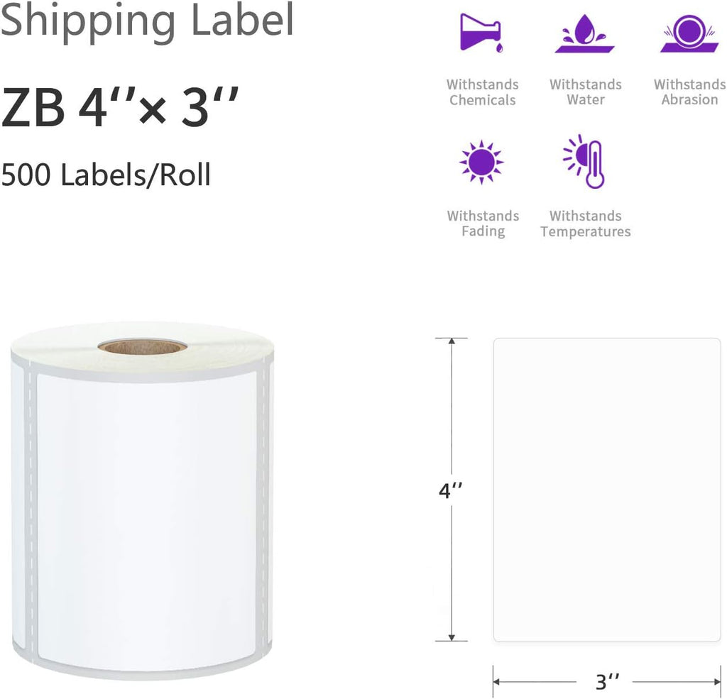AveneMark 12 Rolls 4" x 3" Direct Thermal Labels for Barcodes Postage Address Shipping Compatible with Rollo & Zebra Desktop Printers Adhesive - 500 Labels/Roll - Image 2