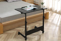 Mobile Overbed Table with Wheels – Adjustable Height Tiltable Desktop for Laptop, Eating & Writing (Black) by RYXCUOLM