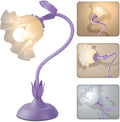 Women Bedside Table Lamps for Bedroom, Cute Flower Desk Lamp with Adjustable Flexible Gooseneck, 3 Color Temperatures Nightstand Lamp with E26 LED Bulbs, Floral Lamp for Living Room, Office,Reading by Larnix