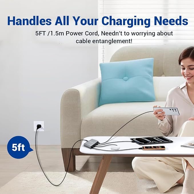 635W GaN Fast Charging Station, 8-Port USB C Charger Stations | PD3.1 140W + QC4.0, Multiple port USB Charger Block for MacBook Pro/Air, iPad, iPhone, Samsung Galaxy, DELL Laptop - Image 9