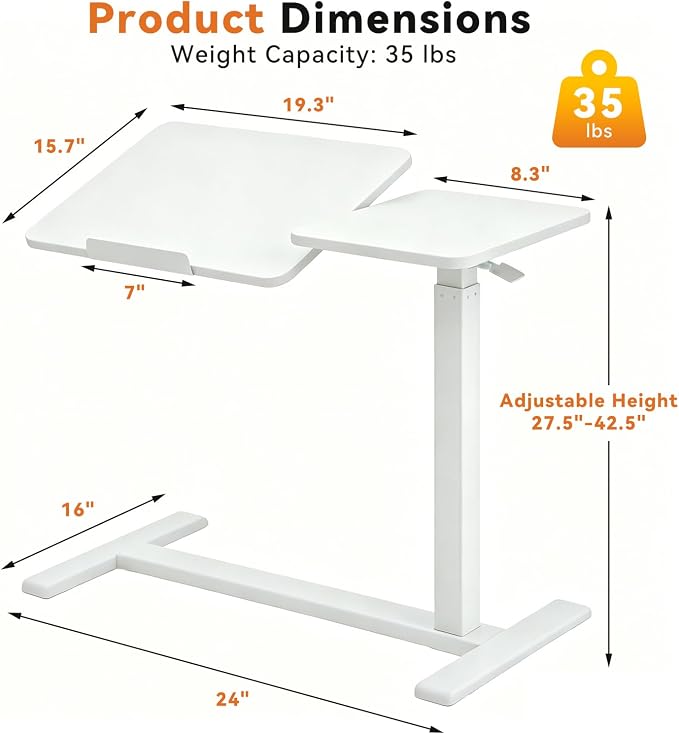 KEIKI Height Adjustable Rolling Laptop Desk, Portable Mobile Standing Workstation with Tiltable Top for Home Office Classroom, Beige - Image 3