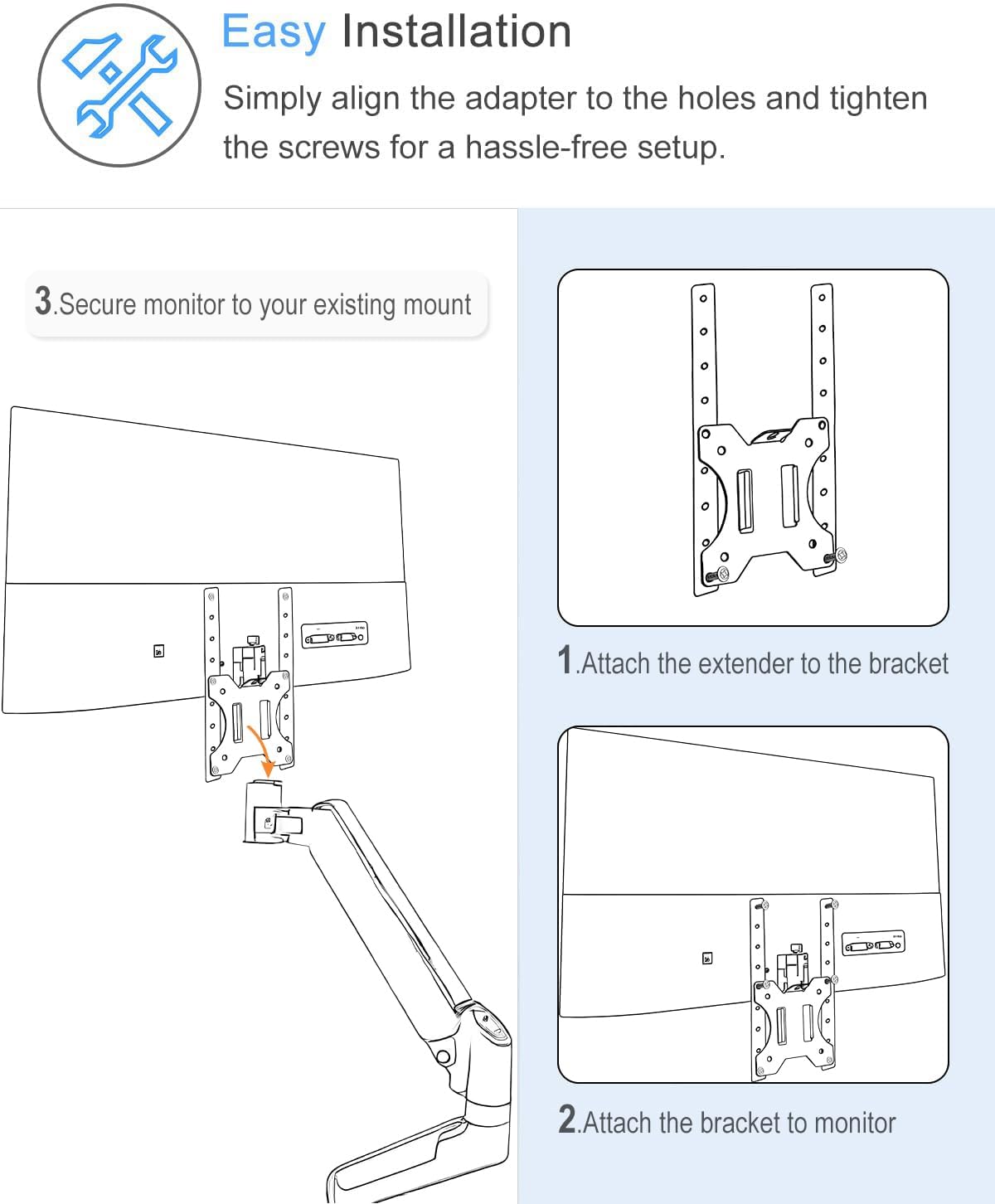 IFCASE Steel VESA Extension Plate for Monitor Wall Mount, 75mm & 100mm - Image 5