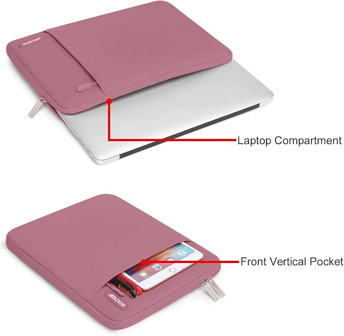 MOSISO Laptop Case 15 inch, Laptop Sleeve Bag with Pocket | Compatible with MacBook Air 15 inch M5 M4 M3 M2 2026-2023, Dell XPS, Polyester Vertical Computer Bag, Dusty Rose - Image 4