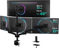 WALI Stacked 4 Monitor Mount for Max 49" UItrawides and Three 27" Monitors | Tall Quad Monitor Stand up to 44lbs, Full Motion with Tilt, Swivel, C-Clamp & Grommet Base, VESA 75/100mm (GSDM004S-P), Black by WALI