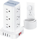 Power Strip with 12 Outlets 4 USB (1 USB C), 6.5Feet Extension Cord with Multiple Outlets, Charging Station, Power Strip Tower, Home Office Desk Supplies by SMALLRT
