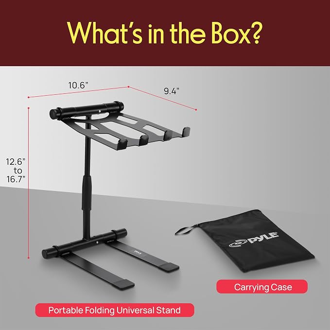 Pyle Portable Folding Laptop Stand - Standing Table with Adjustable Angle, Foldable Height and Four Prong Anti-Slip Tray for iPad, Tablet, DJ Mixer, Workstation, Gaming and Home Use - PLPTS55 - Image 8