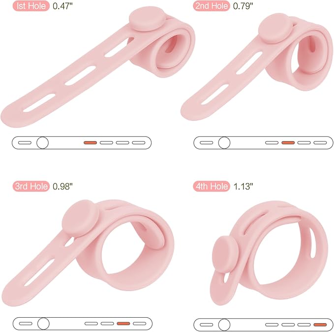 Donruby 24Pcs Silicone Cable Ties, Reusable Cord Organizer Straps, Pink | Adjustable, Multipurpose, 5.12" High-Elasticity Cord Wraps for Bundling Electronics, Home Office Travel Essentials - Image 3
