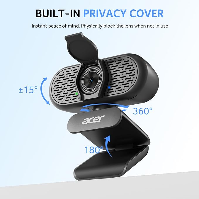 Acer A640 4K Webcam with AI Noise Canceling Mic for Streaming Meetings | Sony 1/2.8" Sensor, PDAF Autofocus, 2K 1080P/60fps, A to C Adapter, Computer Camera for switch 2 Camera Teams Zoom Facetime - Image 9