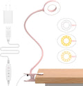 iZELL LED Desk Lamp with Clamp, Reading Light with 3 Color Modes & 10 Brightness Levels, Flexible Arm Book Light for Kids Reading in Bed at Night, Clip on Table, Computer, Zoom Meetings - 27.6'' Pink by iZell