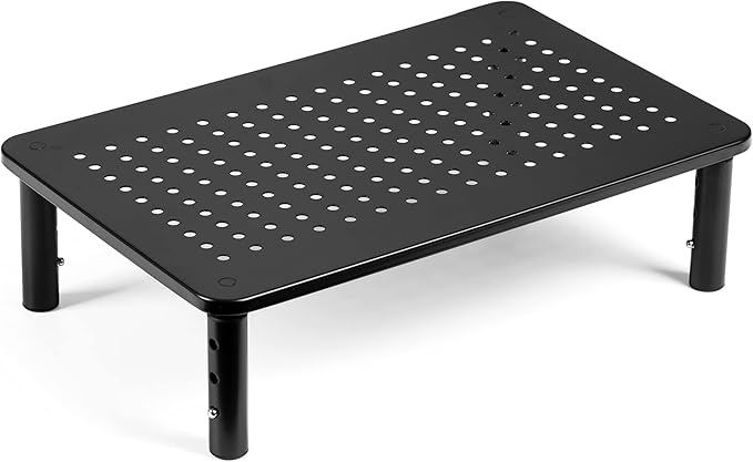 LOTEYIKE Monitor Riser Desktop Stand, Flat Screen TV Monitor Stand Riser, Sturdy Metal Laptop Computer Monitor Stand Shelf for Printer, iMac, 3 Height Adjustable PC Stand with Mesh Platform | 3 Height Adjustable PC Stand with Mesh Platform Sturdy Metal... - Image 8
