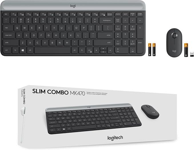 Logitech MK470 Slim Compact Wireless Keyboard and Mouse Combo - Graphite | Compact low-profile quiet keyboard with number pad, slim ambidextrous quiet mouse with 3 non-customizable buttons, Windows PC - Image 11