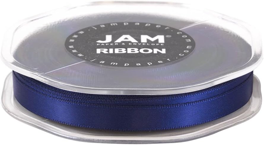 JAM PAPER Double Faced Satin Ribbon - 3/8 Inch Wide x 25 Yards - Navy Blue - Sold Individually - Image 4