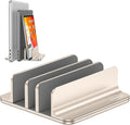 OMOTON 3-Slot Multiple Vertical Laptop Stand, Fits MacBook, Starlight | Adjustable Width 0-1.38", Aluminum Office Space-Saving for Desk, Fits MacBook/Book/iPad Up to 17.3in by OMOTON