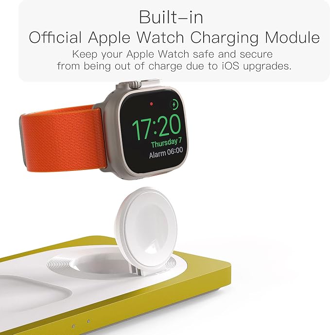 3 in 1 Wireless Charging Station for Apple Devices with MagSafe | For iPhone 17/Air/16/15/14/13/12, AirPods & Apple Watch, Foldable Portable Aluminum Charging Stand, Adapter Included - Image 4