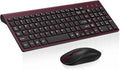 cimetech Wireless Keyboard and Mouse Combo - Burgundy Black | Compact quite scissor-switch keyboard with optical mouse, includes USB-A Nano Receiver, for Computer,Mac,Laptop,PC,Windows by cimetech