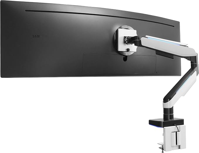 Mount-It! Heavy-Duty Ultrawide Monitor Arm up to 49”, 44 lb Capacity, Desk Mount for Curved & Widescreen Monitors, Compatible with Samsung Odyssey G9, Gas Spring, RGB Lighting, VESA 75x75 & 100x100 by Mount-It