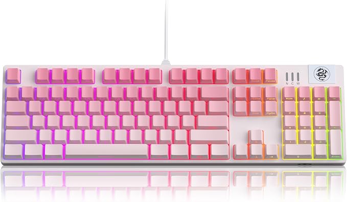 MageGee MK-Storm Mechanical Gaming Keyboard, 104 Keys Wired Light Up Keyboard with Linear Red Switch, RGB Backlit, Side-Printed Keycaps, N-Key Rollover for Laptop, Desktop, PC (Gradient Pink) - Image 8