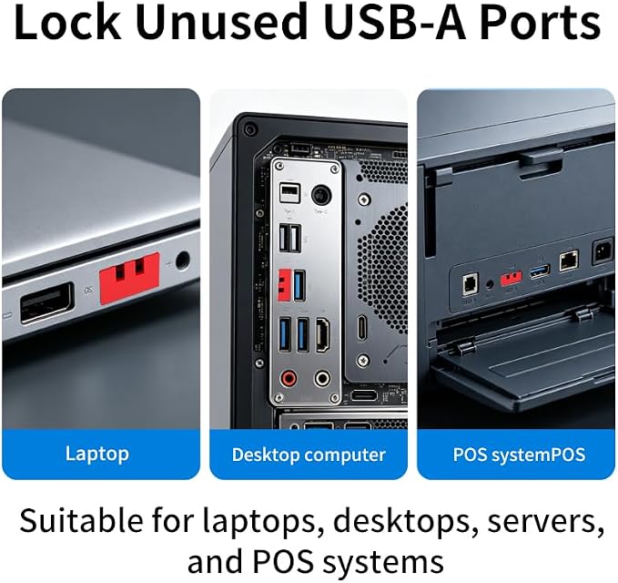 2026 New 100‑Pack USB‑A Color‑Coded Port Security Locks with 5 Keys (Red) - Image 4