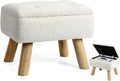 Storage Ottoman, Small Foot Stool Ottoman with Storage, Boucle Teddy Velvet Foot Rest with Padded Seat, Sturdy Wood Legs Stool for Living Room, Bedroom, Couch, Enterway (Cream) by OGEMXU
