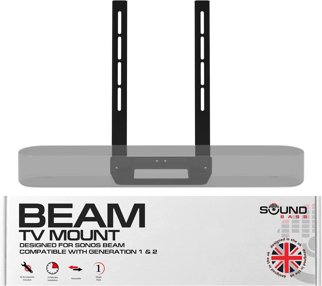 Soundbar TV Mount Attachment for Sonos Beam Gen 1& 2 Only, Black by Sound Bass
