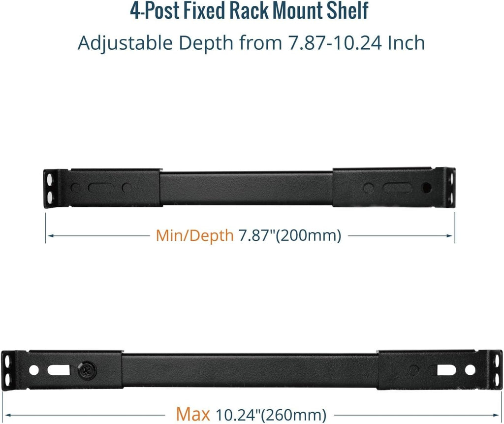 Tecmojo 0.5U Rack Shelf for 10" Server Rack & Cabinet, Adjustable 7.87-10.24" Depth, Vented Metal Tray, Heavy Duty Support up to 66 lbs, Enhanced Ventilation, Black - Image 4