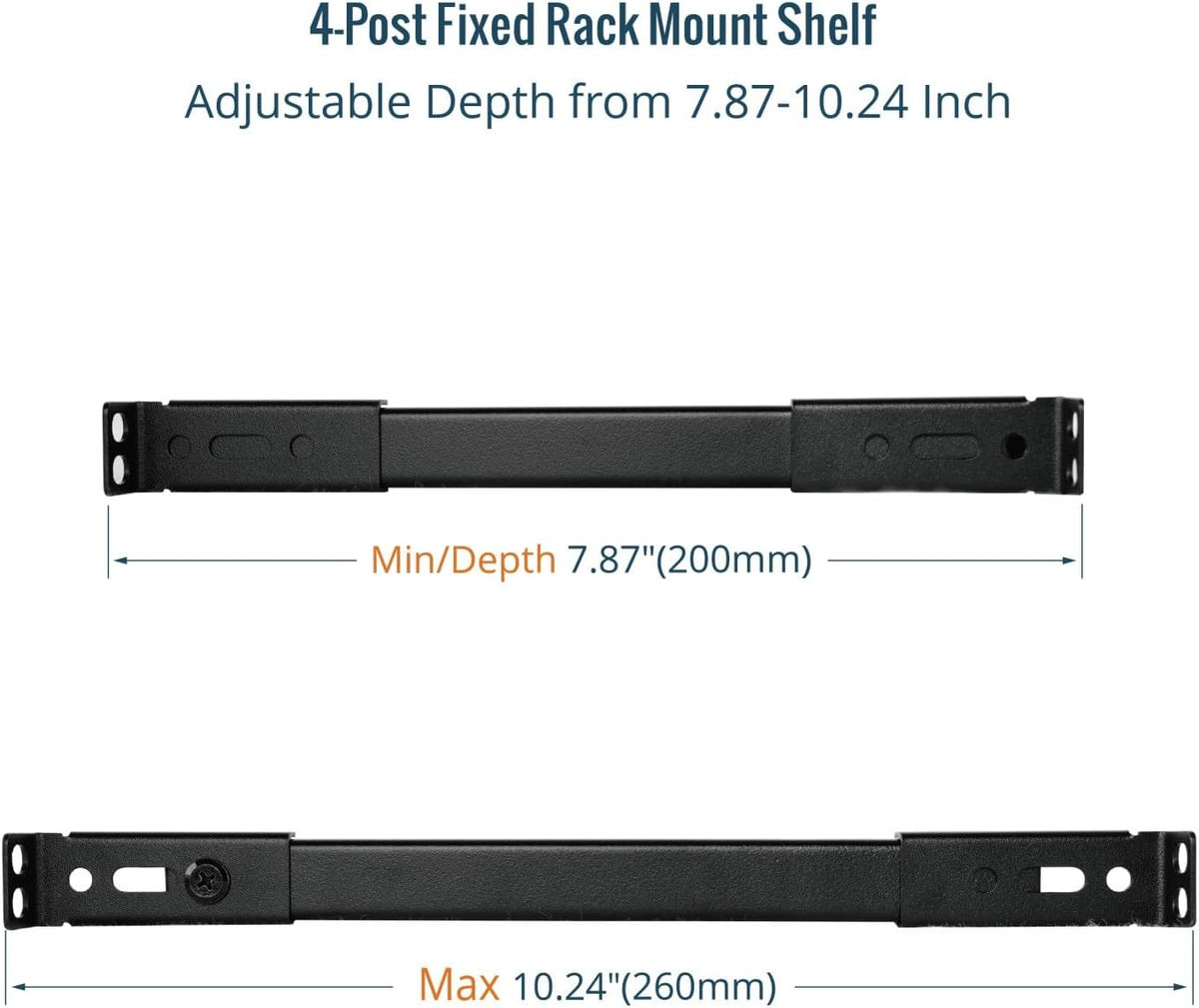 Tecmojo 0.5U Rack Shelf for 10" Server Rack & Cabinet, Adjustable 7.87-10.24" Depth, Vented Metal Tray, Heavy Duty Support up to 66 lbs, Enhanced Ventilation, Black - Image 4