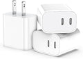 USB C Charger Block 3 Pack, Dual Port 20W Fast Wall Plug | 20W PD fast charging USB C block for iPhone 17 16 15 14 13 12 11, iPad Pro, iPad Air, AirPods and Apple Watch. (White) by SMALLElectric
