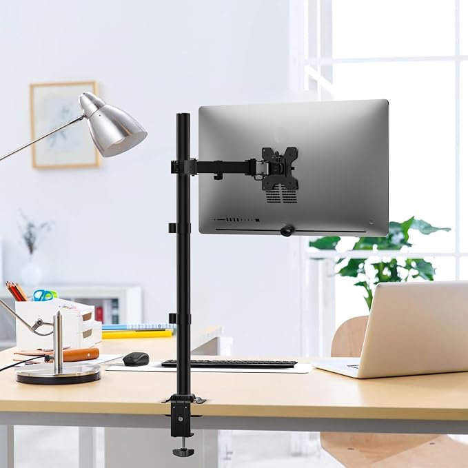 WALI Tall Monitor Arm Mount for Desk for 13-34 inch Screens, 22 lbs per Arm | Single Extra Tall Monitor Mount, Full Motion with Tilt, Swivel, Rotation, VESA Mount 75/100mm,for Office/Home (M001XL), Black - Image 2