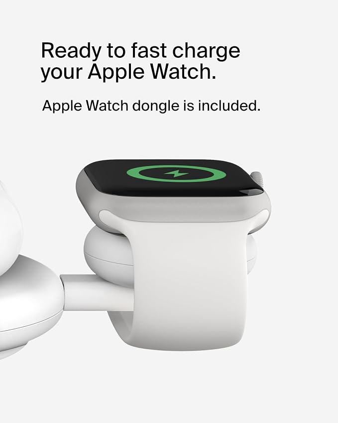 Belkin Qi2 15W Magnetic Wireless Charging Pad, 3 in 1 Fast Charger | MagSafe compatible, iPhone 17/16/15, AirPods, Apple Watch compatible, multi-device charging station, Magnetic - Image 5