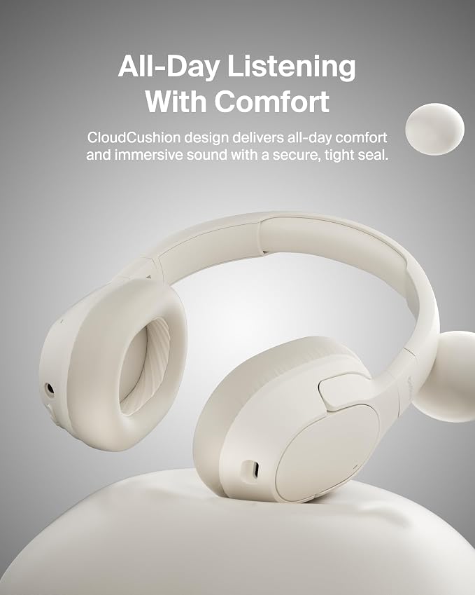 Belkin Isolate Over-Ear ANC Headphones, CloudCushion, 60H | Hybrid active noise cancelling, Bluetooth 5.4, foldable, multipoint, travel, home, office, USB-C and 3.5mm cable - Image 7
