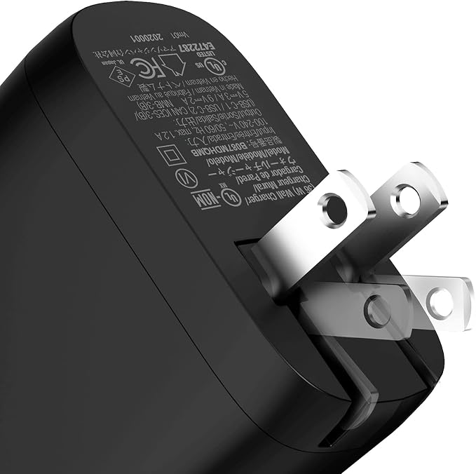 Amazon Basics 36W Dual Port USB-C Wall Charger with Power Delivery, Foldable Plug, for Tablets & Phones (iPhone 15/14/13/12/11/X, iPad, Samsung, and More), Non-PPS, 2.34 x 2.21 x 1.09 inches, Black - Image 3