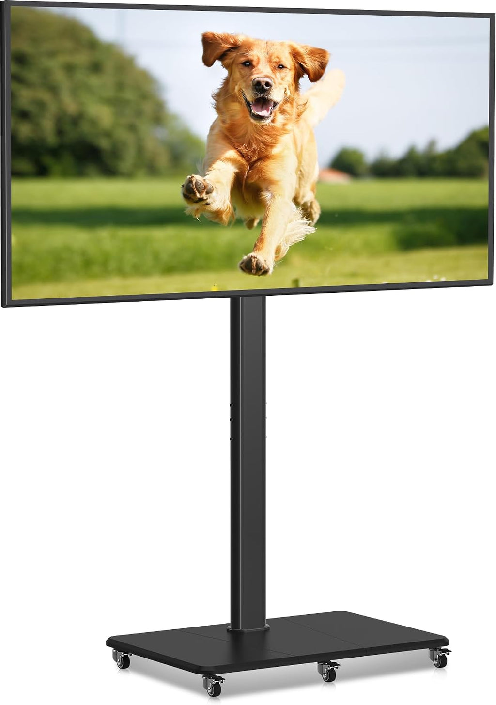 Tall Floor TV Stand for 32-75" TV Portable Rolling TV Cart with Wheels Height Adjustable with Wood Base, Holds up to 88 lbs, Max VESA 600x400mm TS005HB by XINLEI
